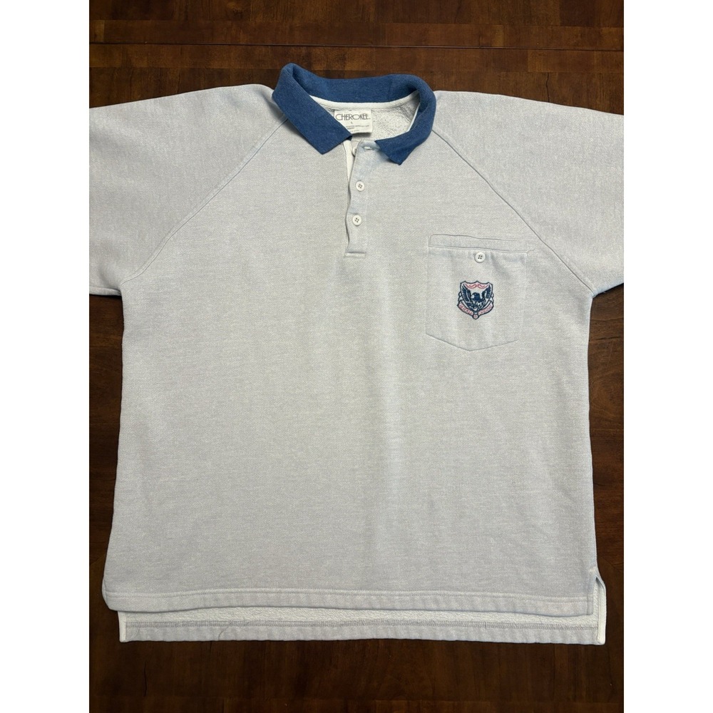 Cherokee Polo Shirt Mens Large Blue Rugby Style Sweatshirt Embroidered Logo